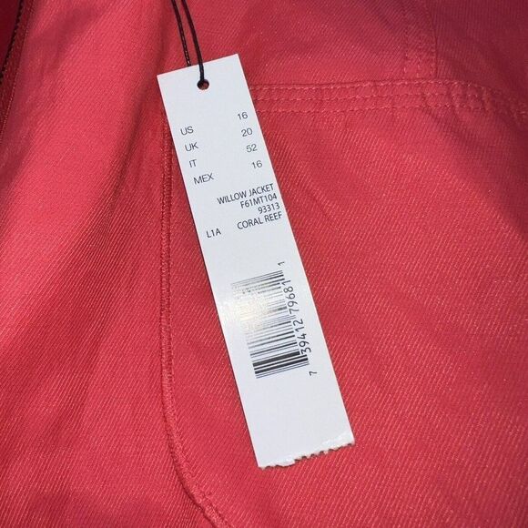 Women's TAHARI Willow Jacket CORAL Fully Lined Zip-Up Pockets Size 16 NWT - Picture 2 of 3